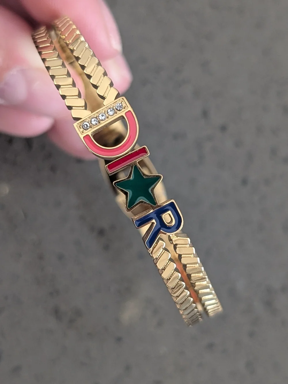 Gold-Tone Multicolor Letter & Star Bracelet DI🌟R - Picture 1 of 10